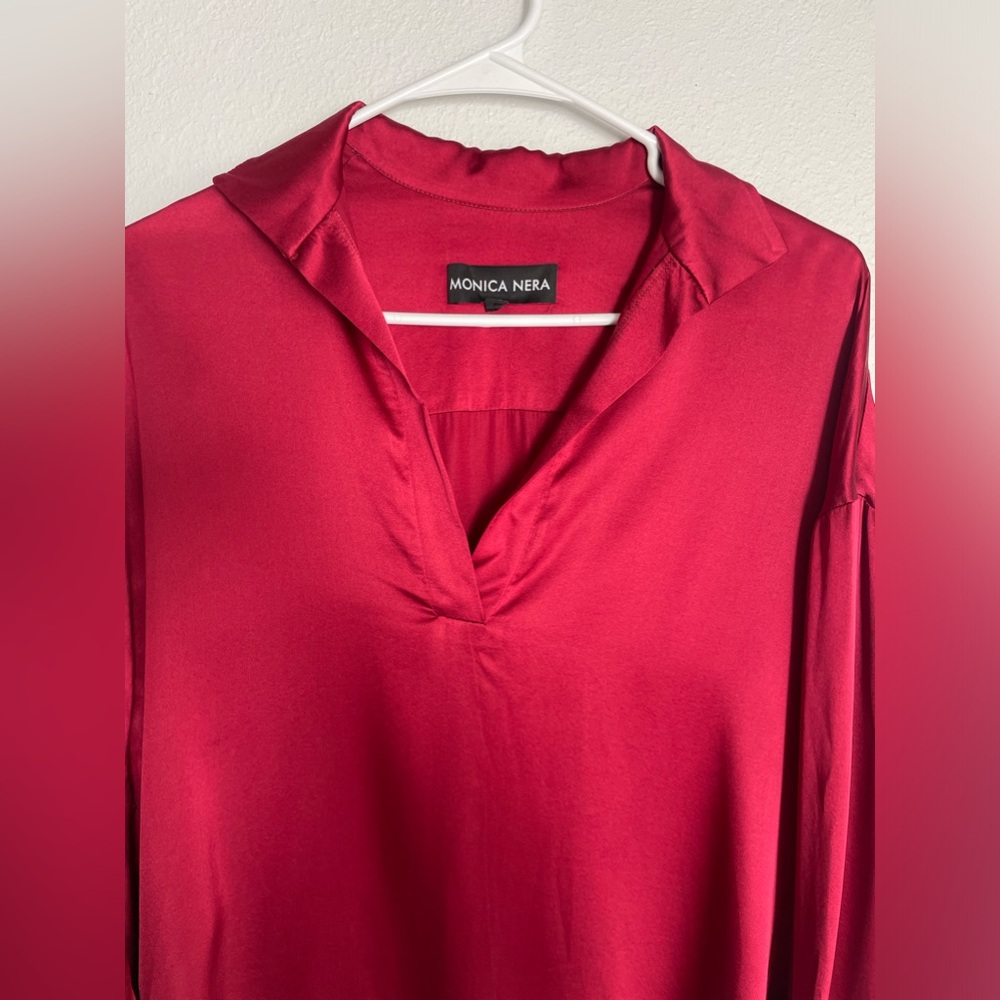 Monica Nera Silk Popover Blouse - Picture 3 of 10